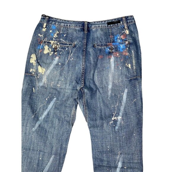 Man X One Teaspoon Men Blue Suede Mr Browns Paint Splattered Distressed Jeans 31 - Picture 6 of 10